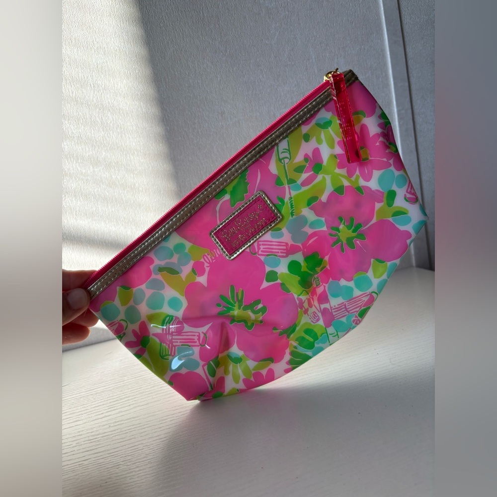 Lilly Pulitzer | Estee Lauder Pink and Green Floral Cosmetic Bag